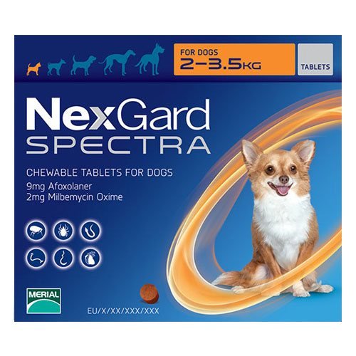 Nexgard Spectra Chewable Tablets for XSmall Dogs 4.4-7.7 lbs (Orange)